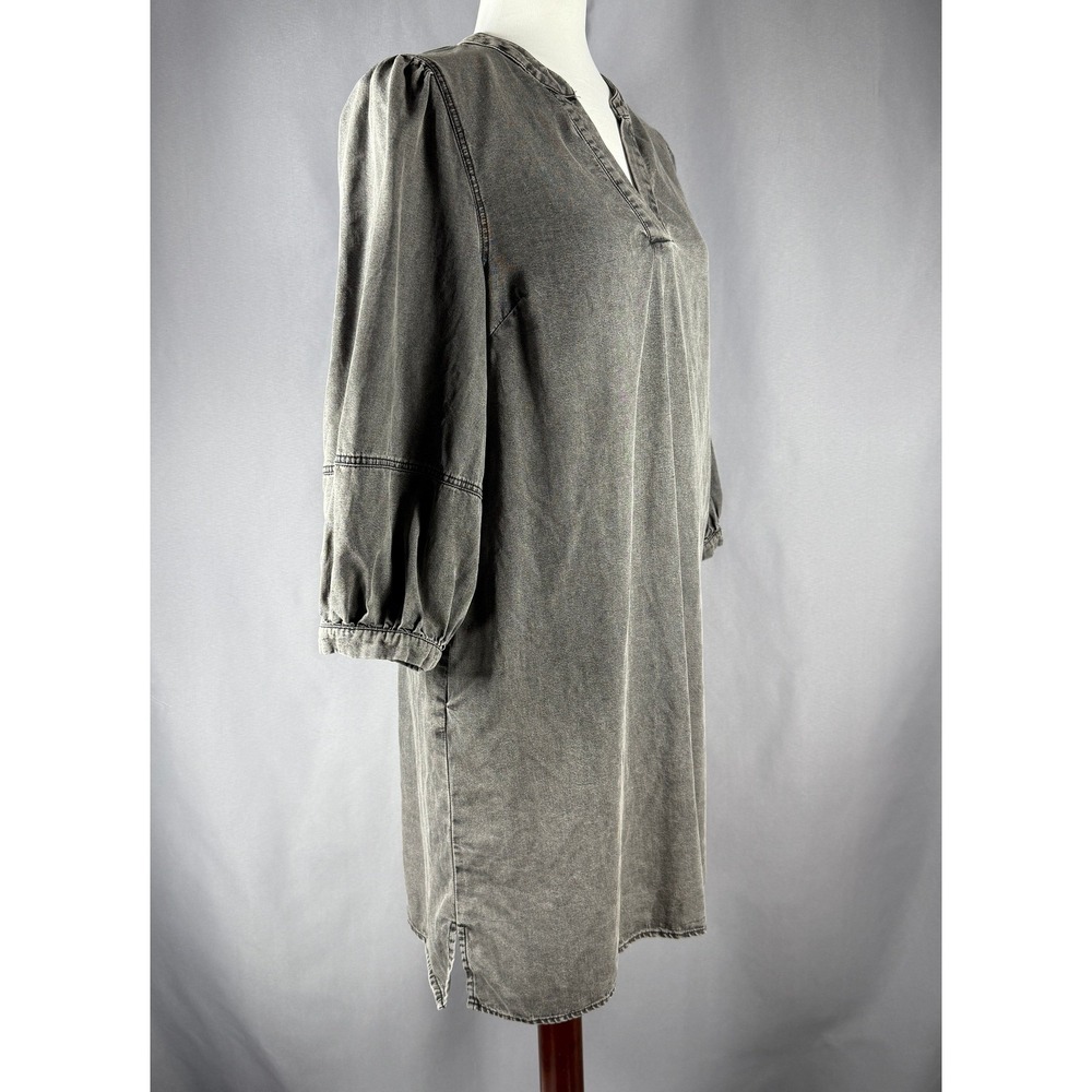 Entro Women's Gray Chambray Tunic‎ Dress Size M Western Chic Prairie Country - Picture 3 of 15